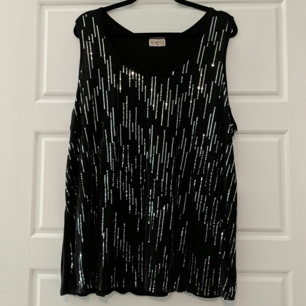 Black Silver Sequin Sparkle Tank